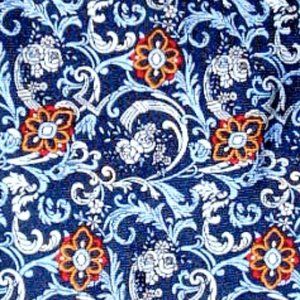 ROCHAS PARIS France blue gray floral silk tie.